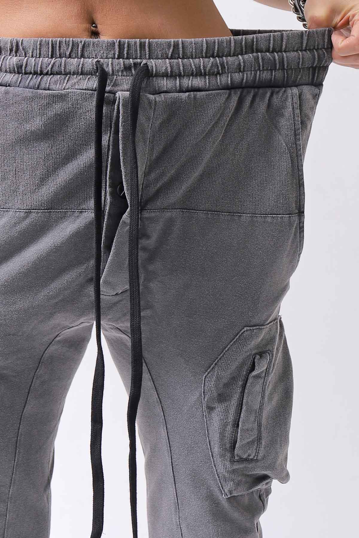 【thom/krom】 UNISEX MIXED COTTON RIB PANTS MST512_DARK USED GREY