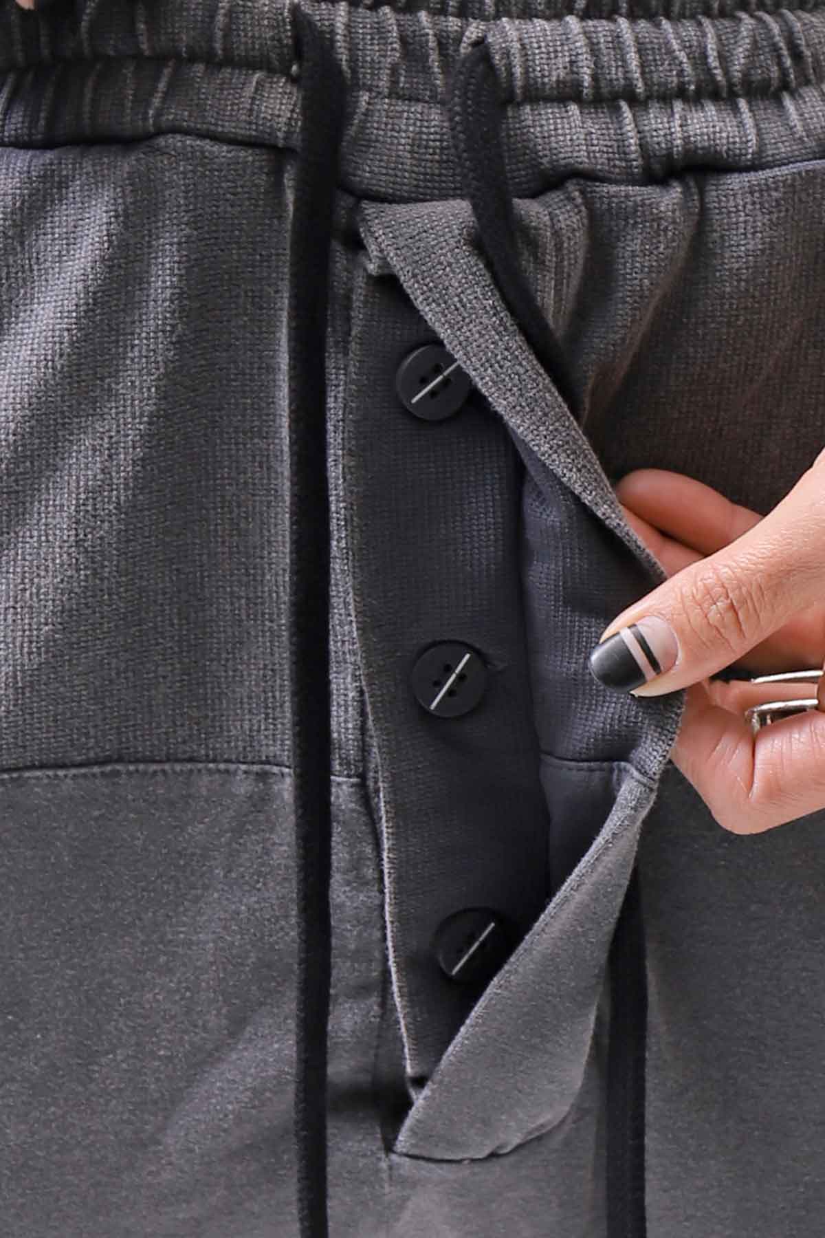 【thom/krom】 UNISEX MIXED COTTON RIB PANTS MST512_DARK USED GREY