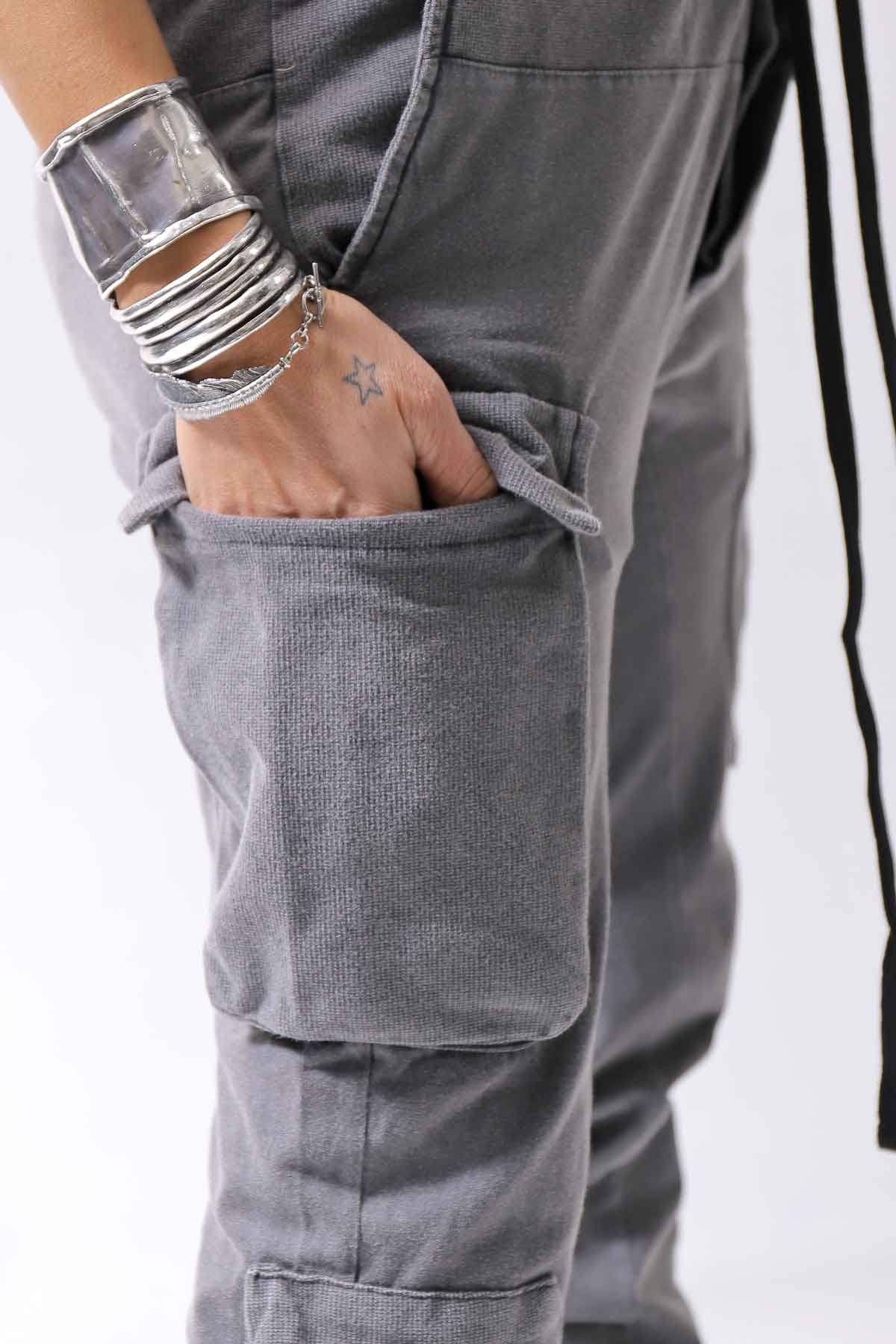 【thom/krom】 UNISEX MIXED COTTON RIB PANTS MST512_DARK USED GREY