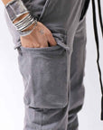【thom/krom】 UNISEX MIXED COTTON RIB PANTS MST512_DARK USED GREY