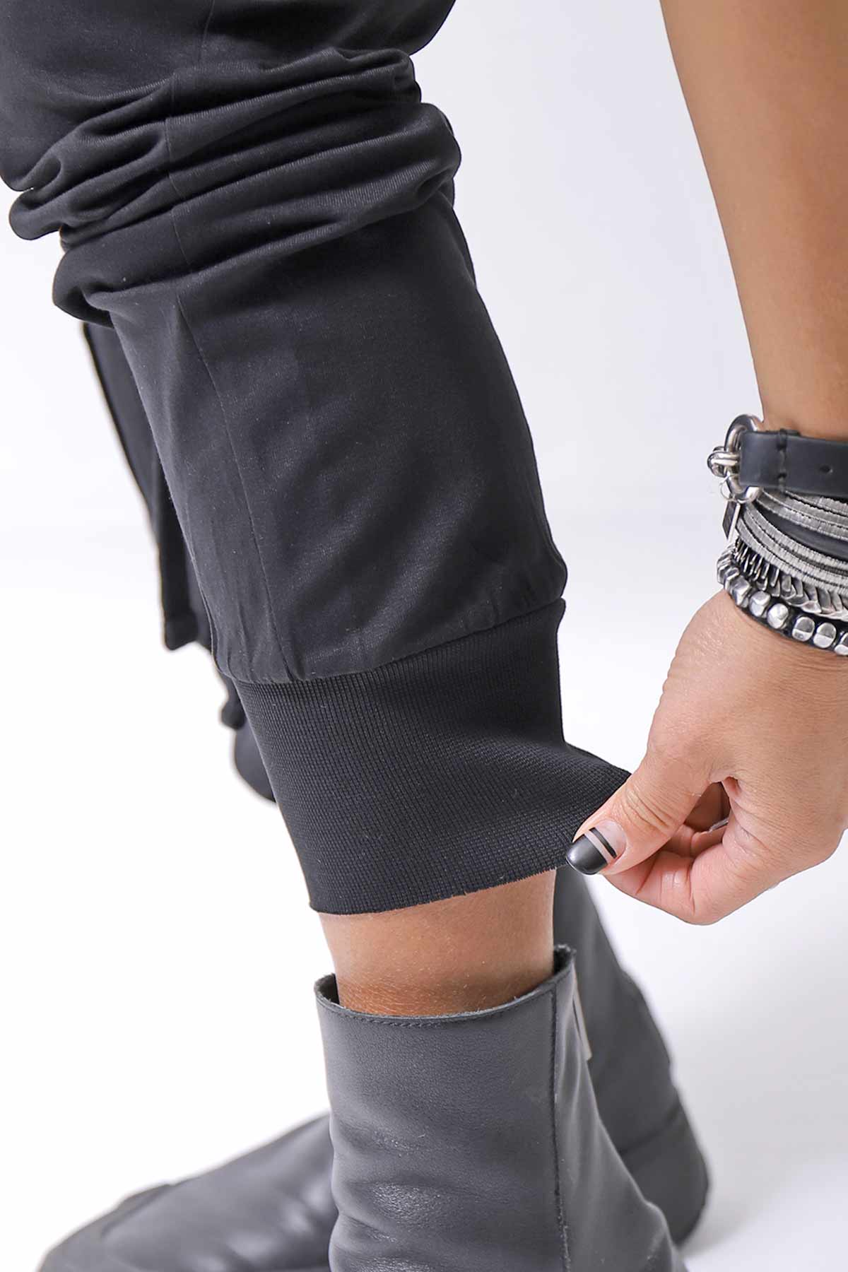 【thom/krom】 UNISEX MIXED COTTON RIB PANTS MST512_BLACK