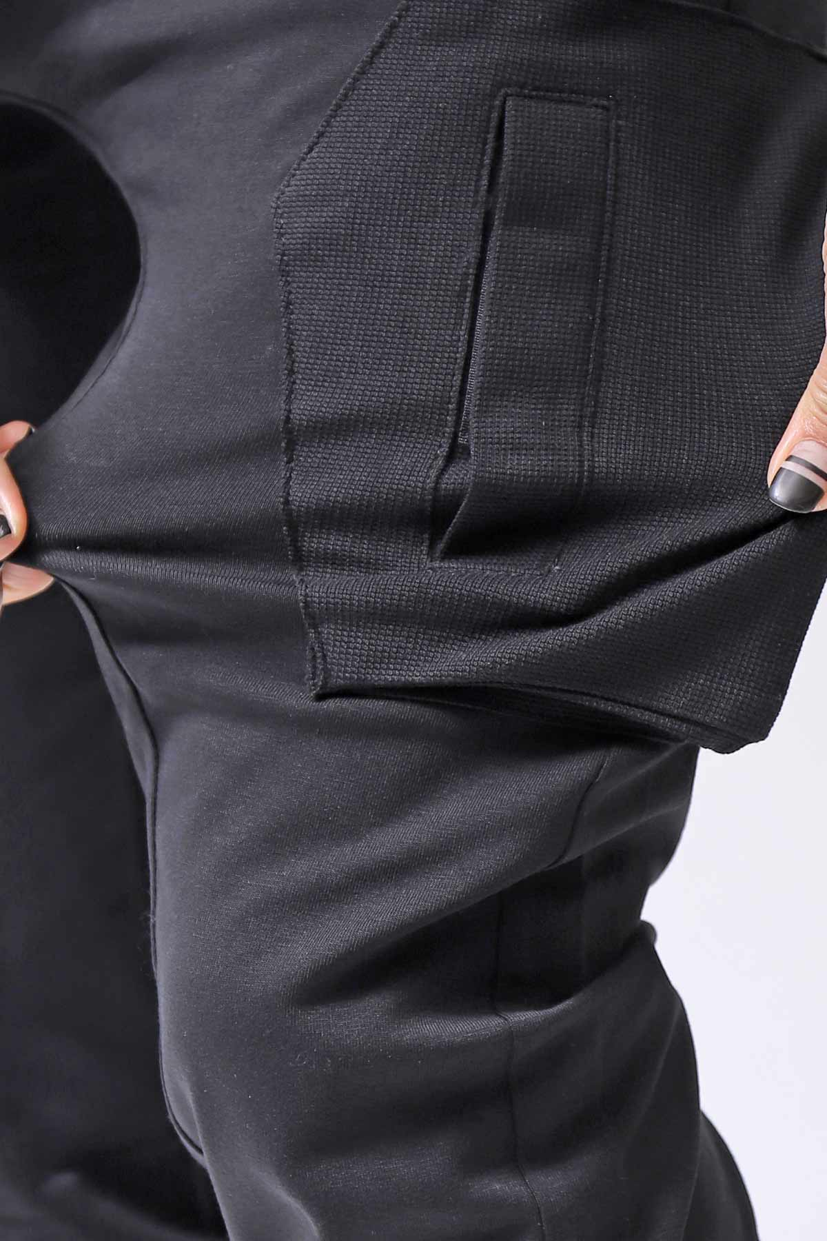 【thom/krom】 UNISEX MIXED COTTON RIB PANTS MST512_BLACK