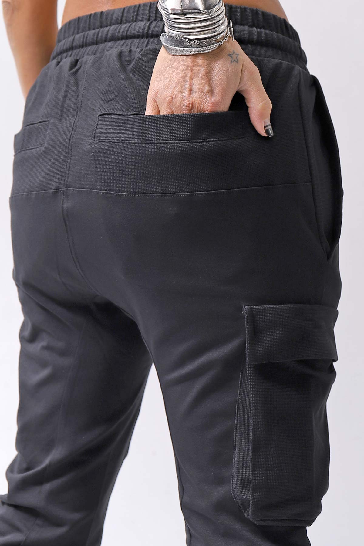 【thom/krom】 UNISEX MIXED COTTON RIB PANTS MST512_BLACK