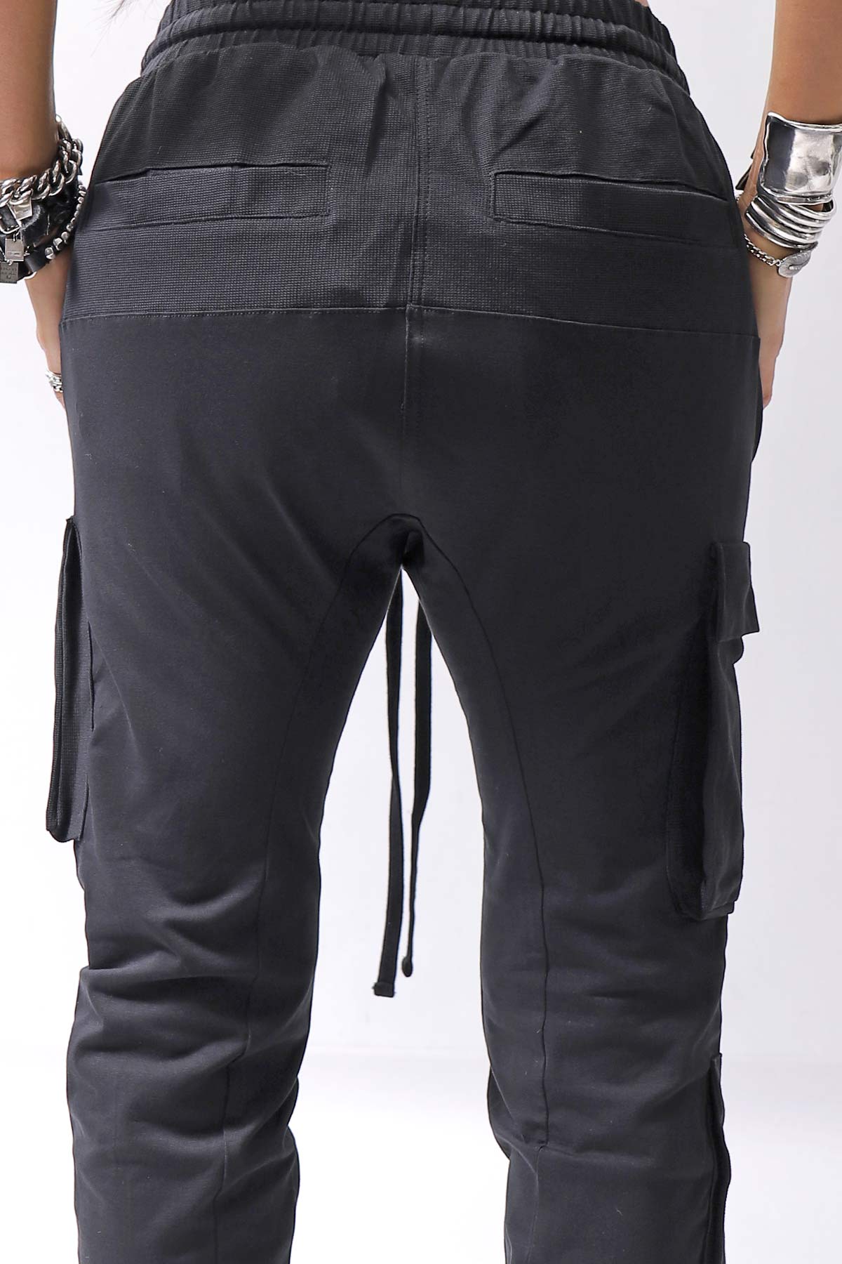 【thom/krom】 UNISEX MIXED COTTON RIB PANTS MST512_BLACK