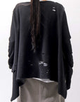 【NOSTRASANTISSIMA】 REVERSIBLE LIGHT SWEAT CRASH TOP F01 [DYED]_BLACK/GREY