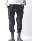 【thom/krom】 UNISEX MIXED COTTON RIB PANTS MST512_BLACK