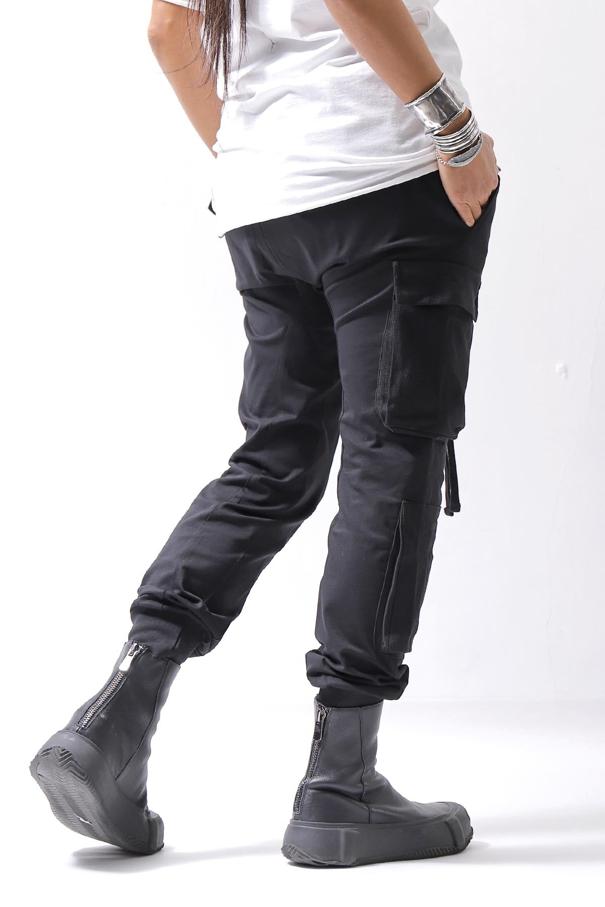 【thom/krom】 UNISEX MIXED COTTON RIB PANTS MST512_BLACK