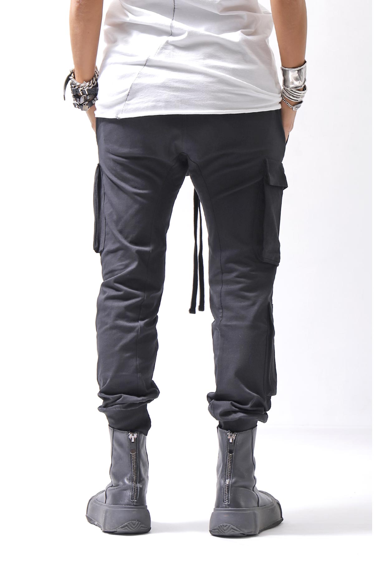 【thom/krom】 UNISEX MIXED COTTON RIB PANTS MST512_BLACK