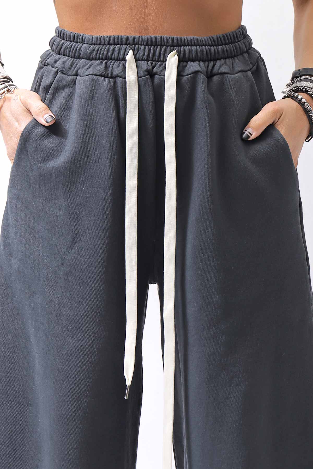 【NOSTRASANTISSIMA】SWEAT COTTON WIDE EASY PANTS FP141_BLACK