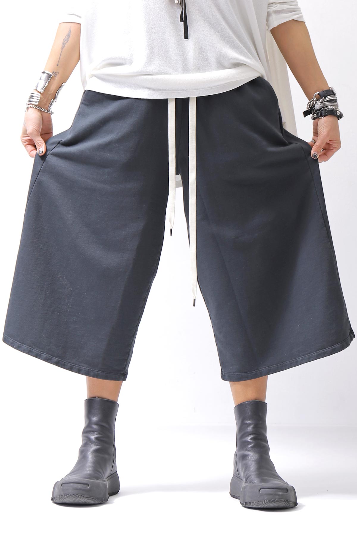 【NOSTRASANTISSIMA】SWEAT COTTON WIDE EASY PANTS FP141_BLACK