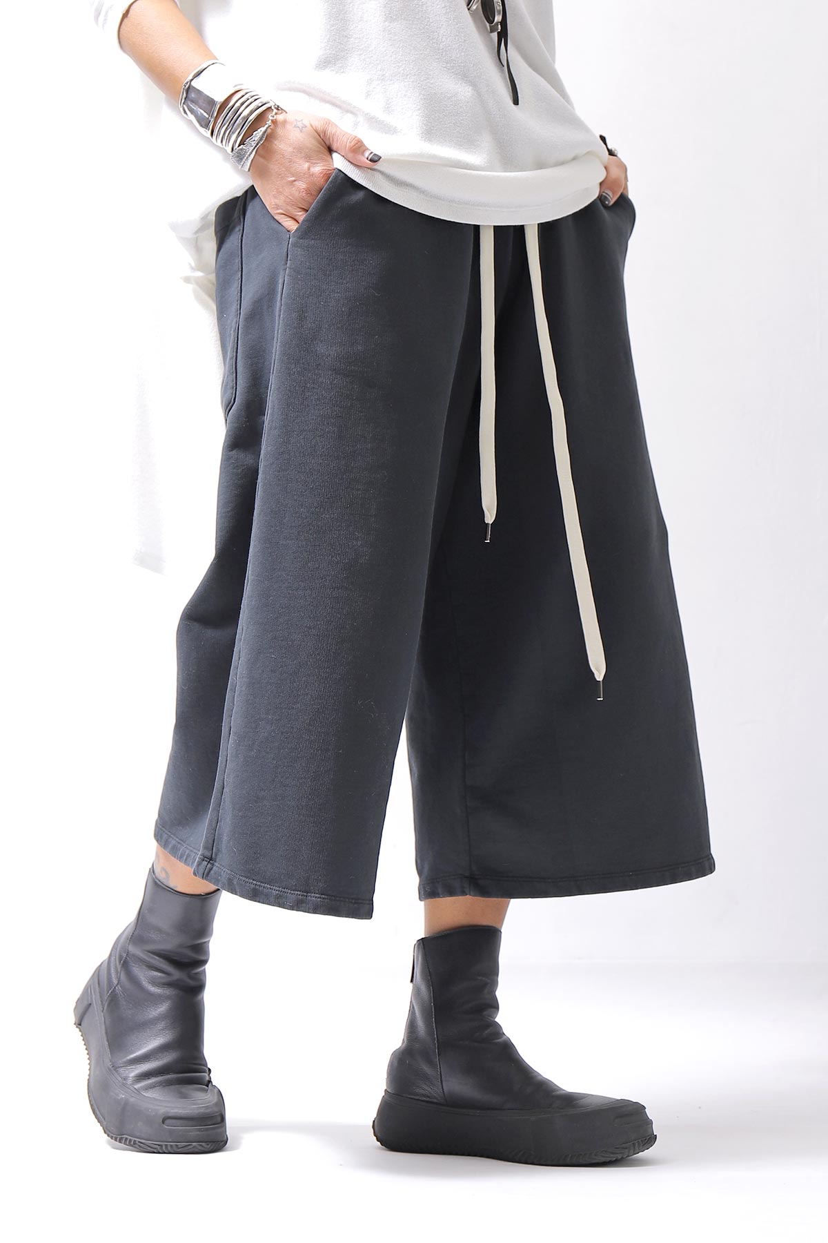 【NOSTRASANTISSIMA】SWEAT COTTON WIDE EASY PANTS FP141_BLACK