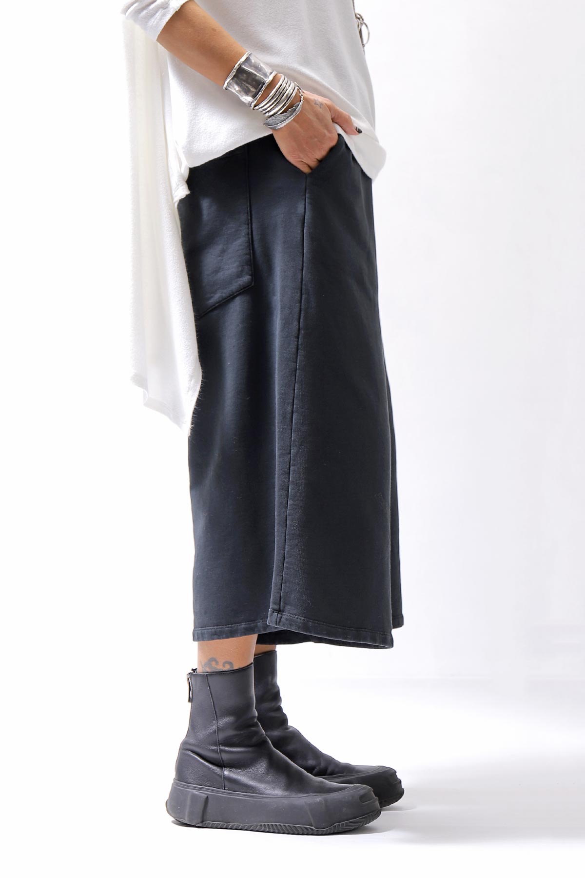 【NOSTRASANTISSIMA】SWEAT COTTON WIDE EASY PANTS FP141_BLACK