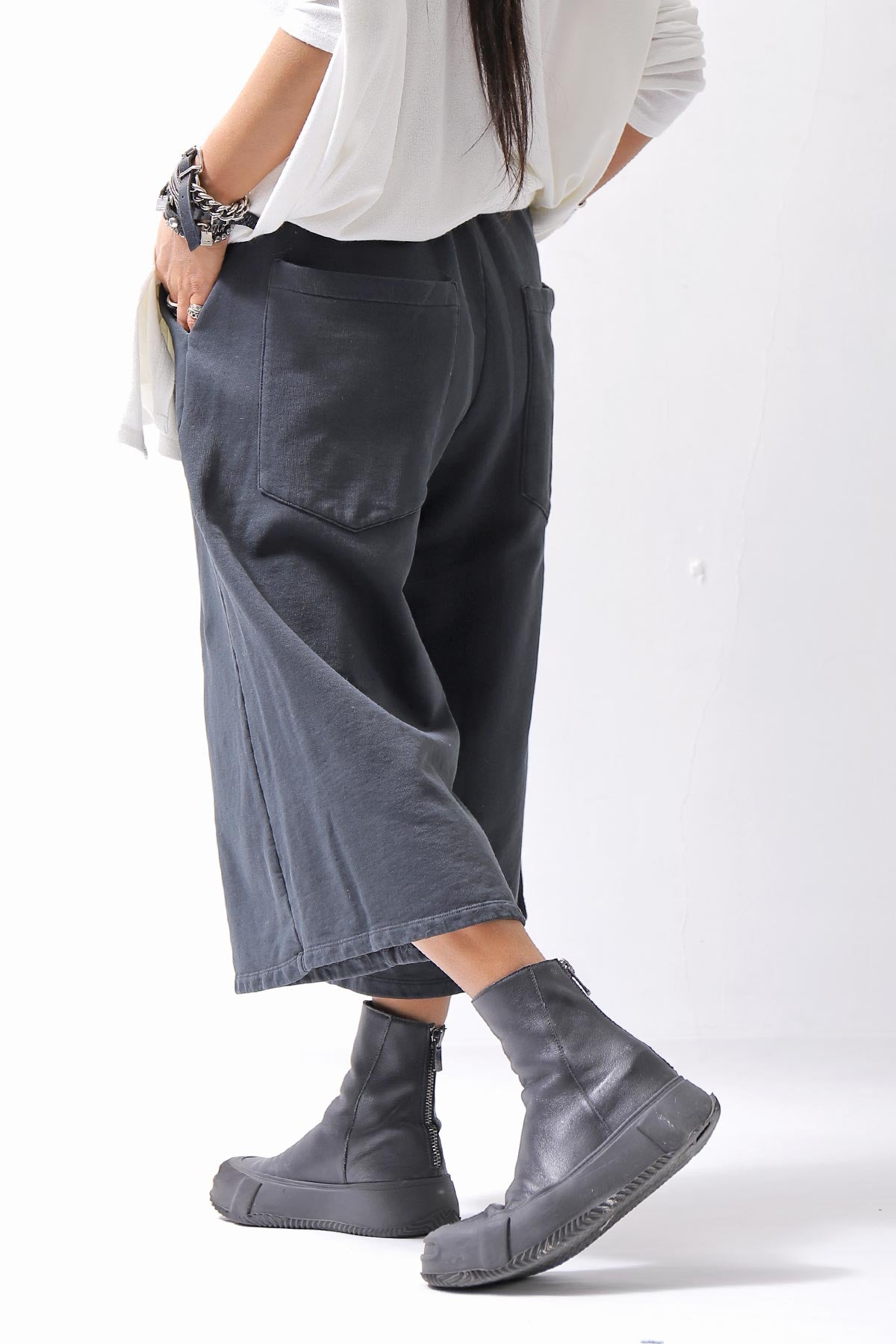 【NOSTRASANTISSIMA】SWEAT COTTON WIDE EASY PANTS FP141_BLACK