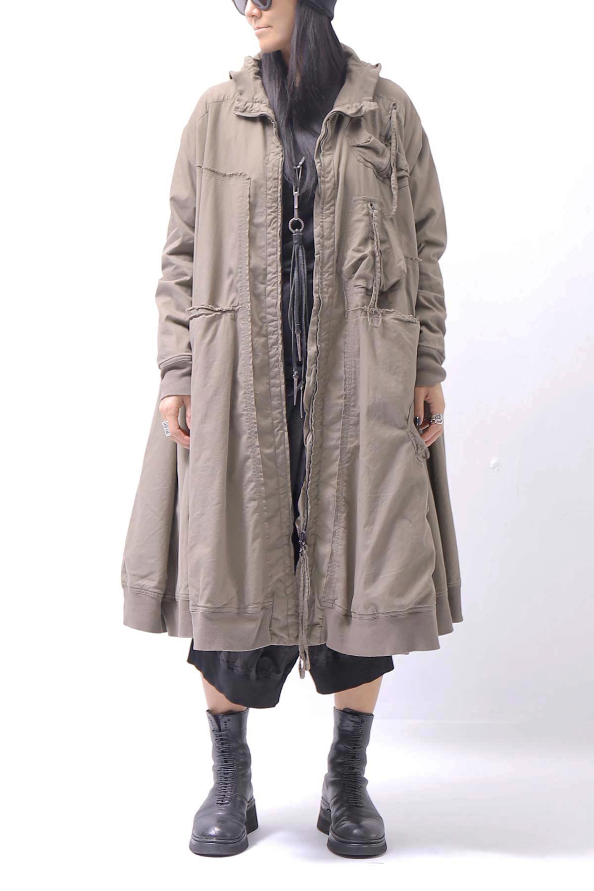 【RUNDHOLZ】 UNISEX ZIPED POCKETS＆HOOD LONG COAT 260 1208_DUNE