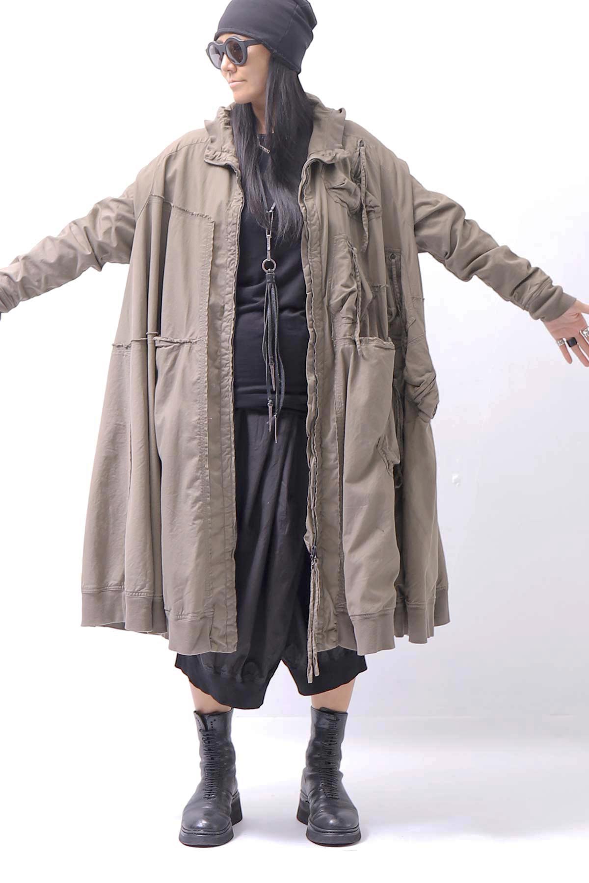 【RUNDHOLZ】 UNISEX ZIPED POCKETS＆HOOD LONG COAT 260 1208_DUNE