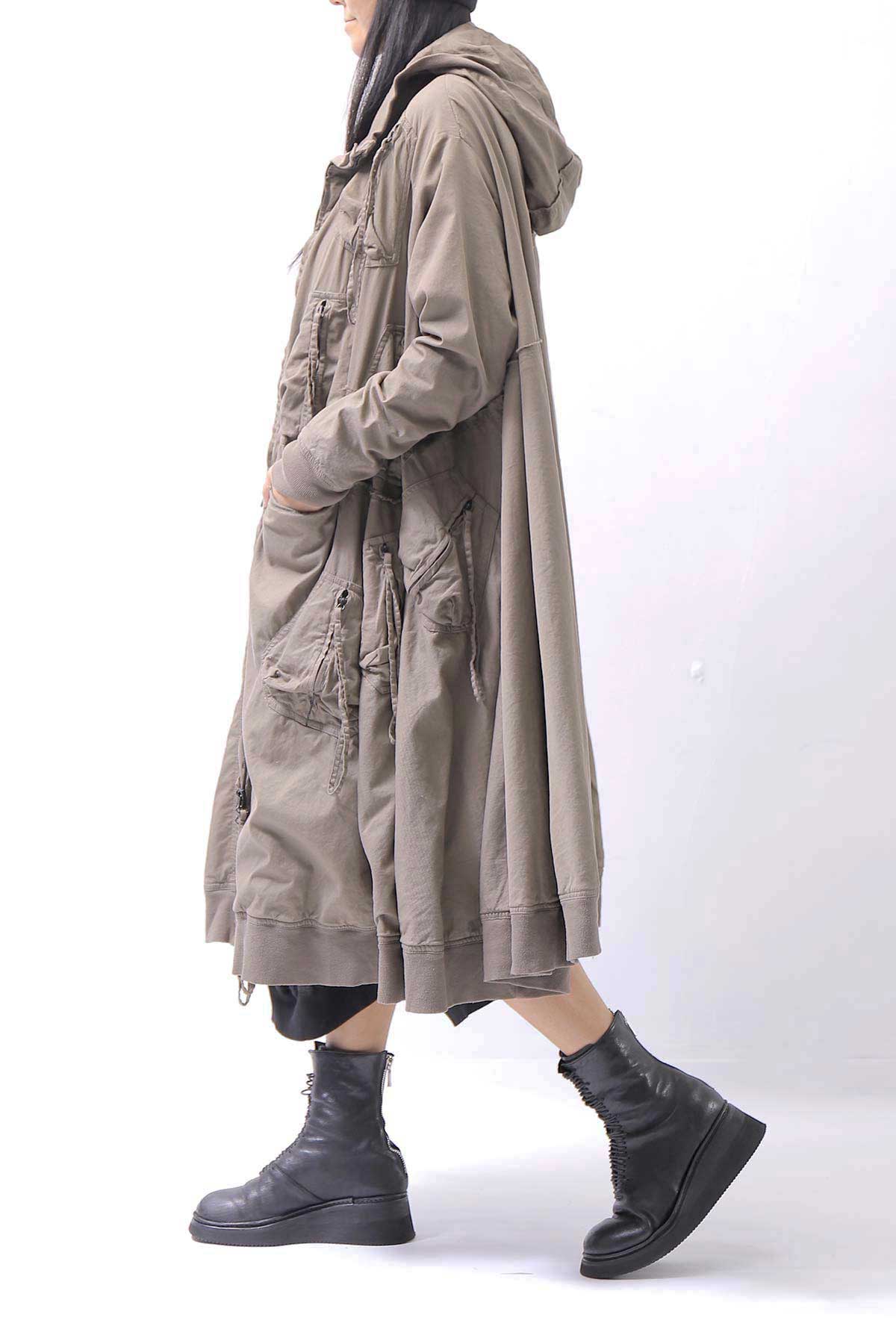 【RUNDHOLZ】 UNISEX ZIPED POCKETS＆HOOD LONG COAT 260 1208_DUNE