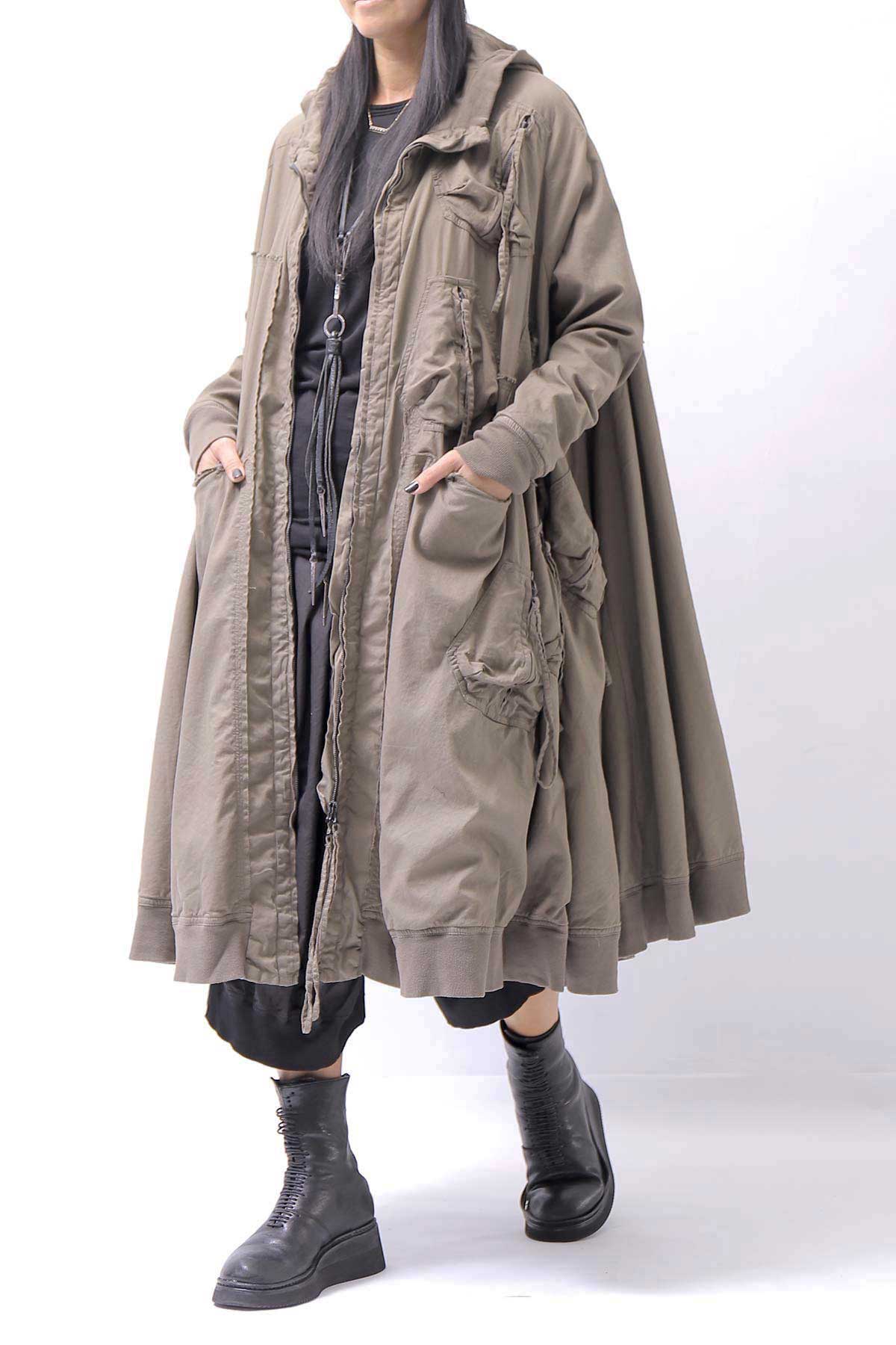 【RUNDHOLZ】 UNISEX ZIPED POCKETS＆HOOD LONG COAT 260 1208_DUNE