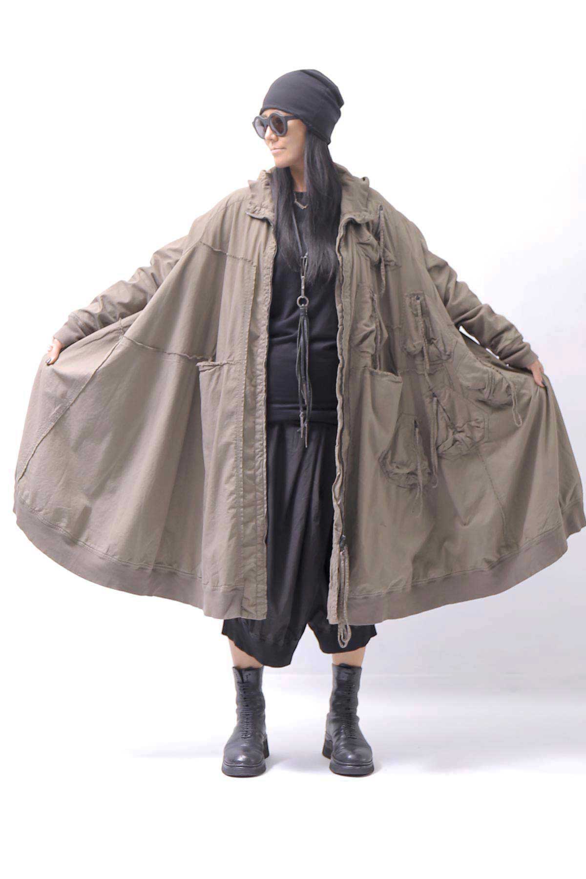 【RUNDHOLZ】 UNISEX ZIPED POCKETS＆HOOD LONG COAT 260 1208_DUNE