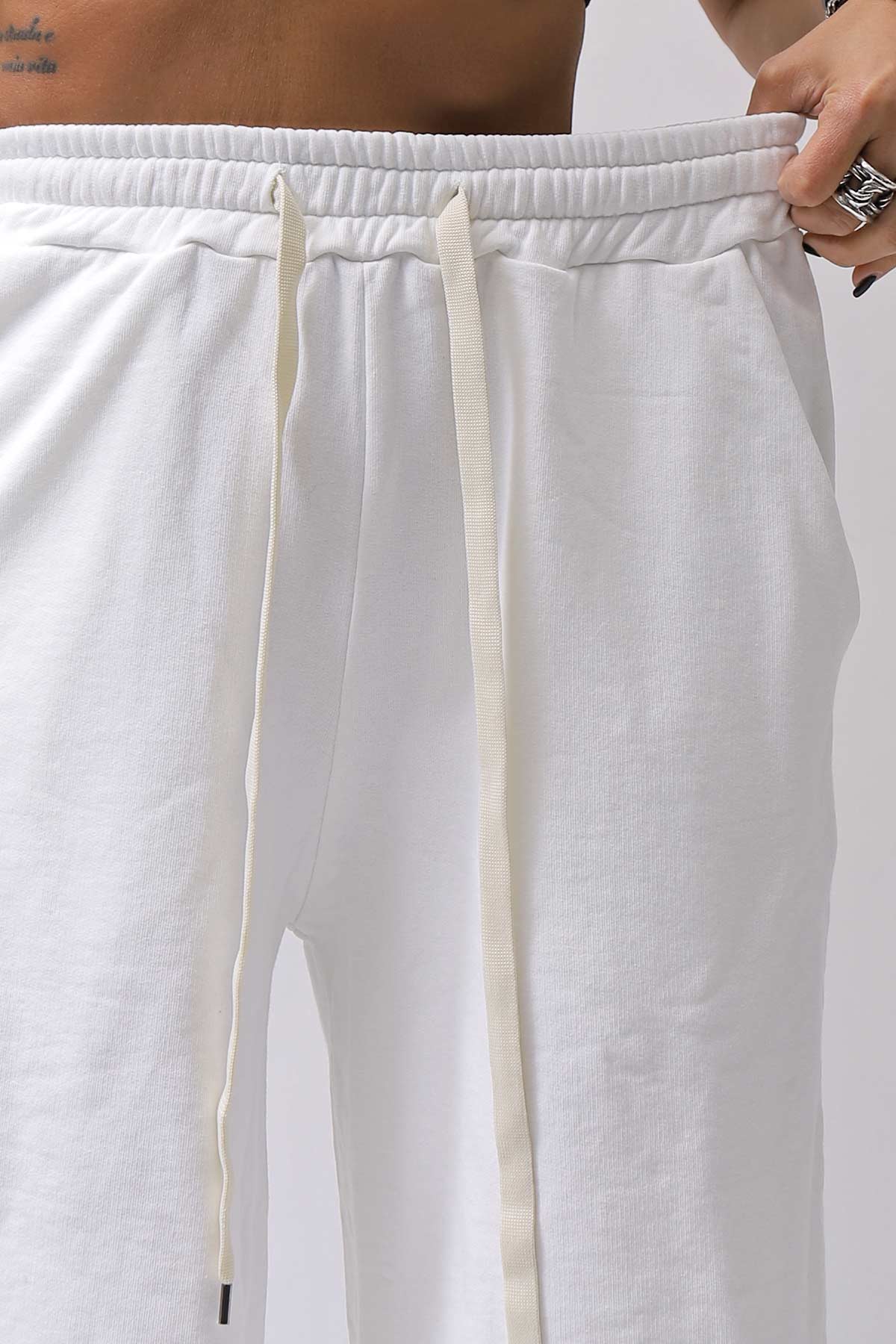 【NOSTRASANTISSIMA】SWEAT COTTON WIDE EASY PANTS FP141_WHITE