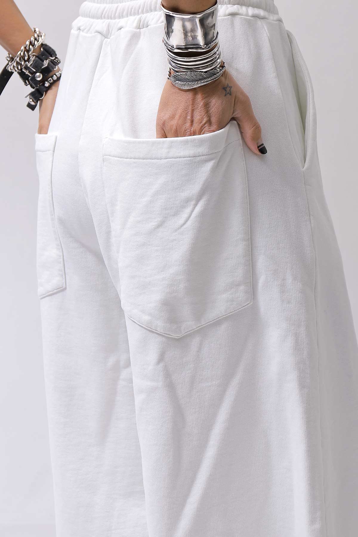 【NOSTRASANTISSIMA】SWEAT COTTON WIDE EASY PANTS FP141_WHITE