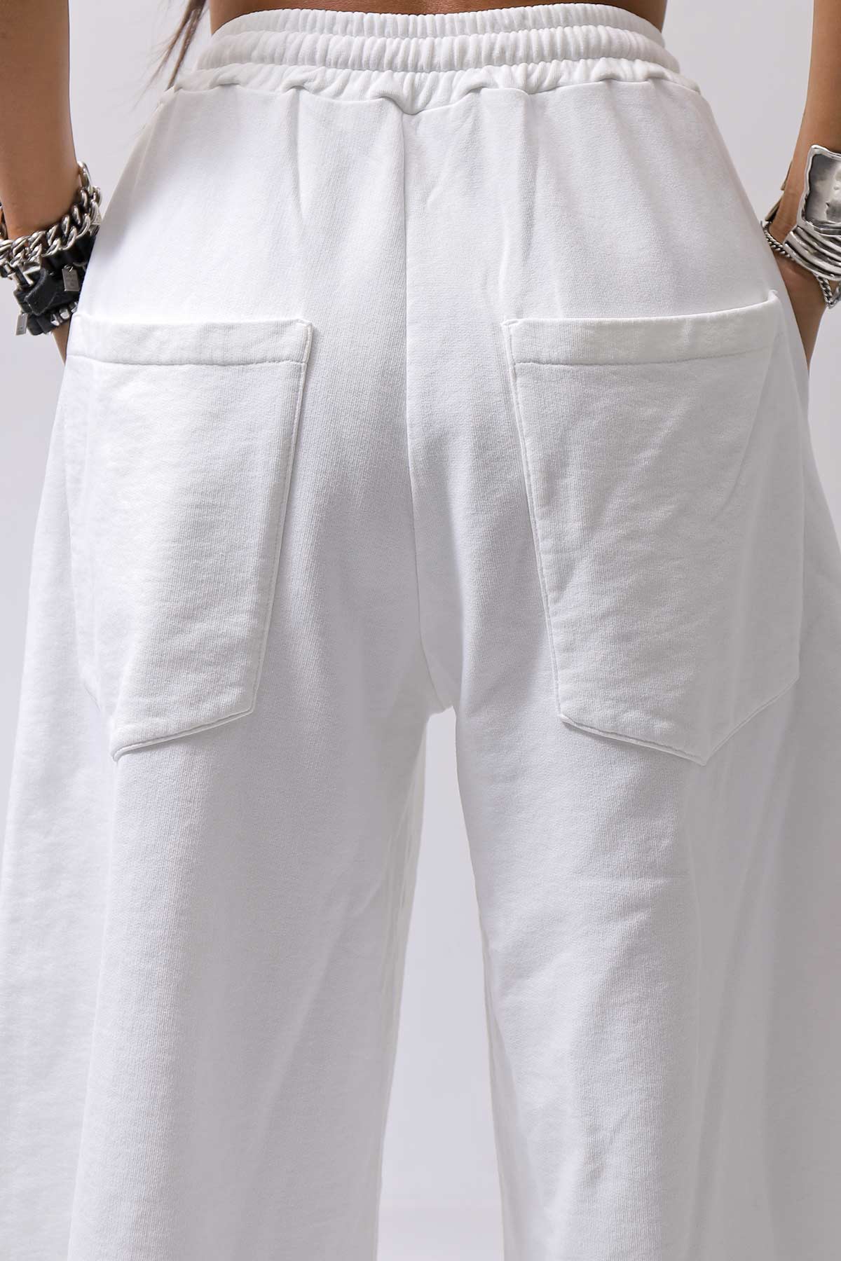 【NOSTRASANTISSIMA】SWEAT COTTON WIDE EASY PANTS FP141_WHITE