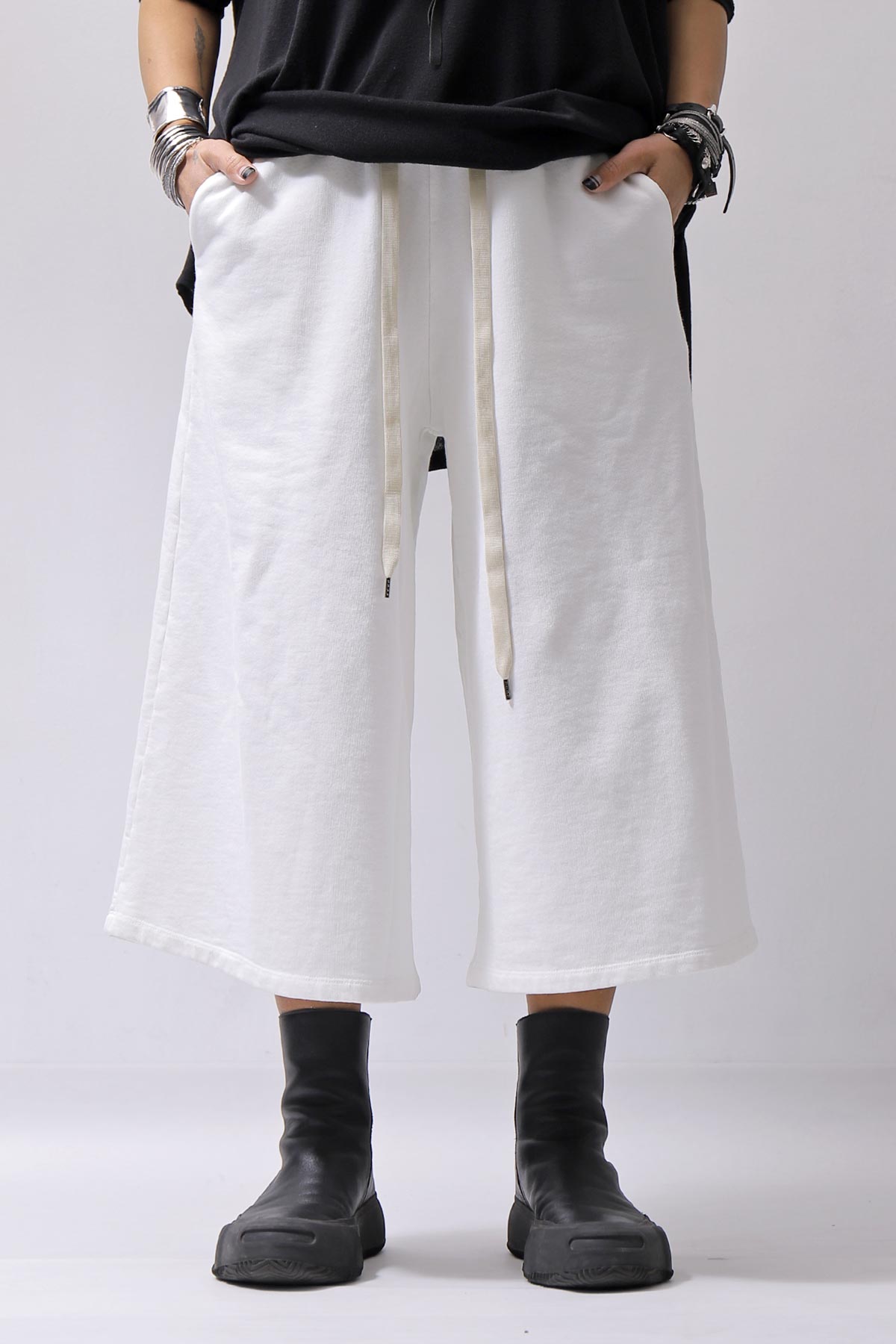 【NOSTRASANTISSIMA】SWEAT COTTON WIDE EASY PANTS FP141_WHITE