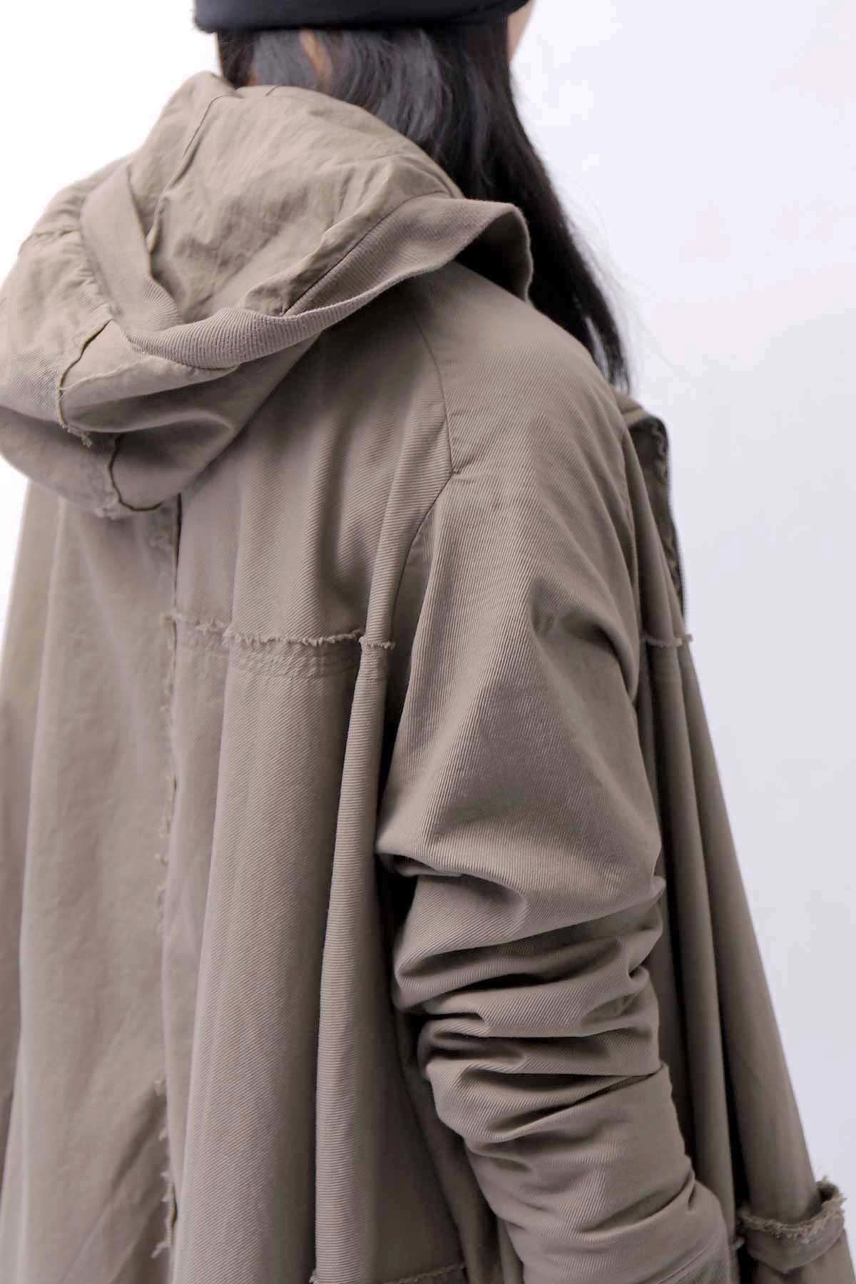 【RUNDHOLZ】 UNISEX ZIPED POCKETS＆HOOD LONG COAT 260 1208_DUNE