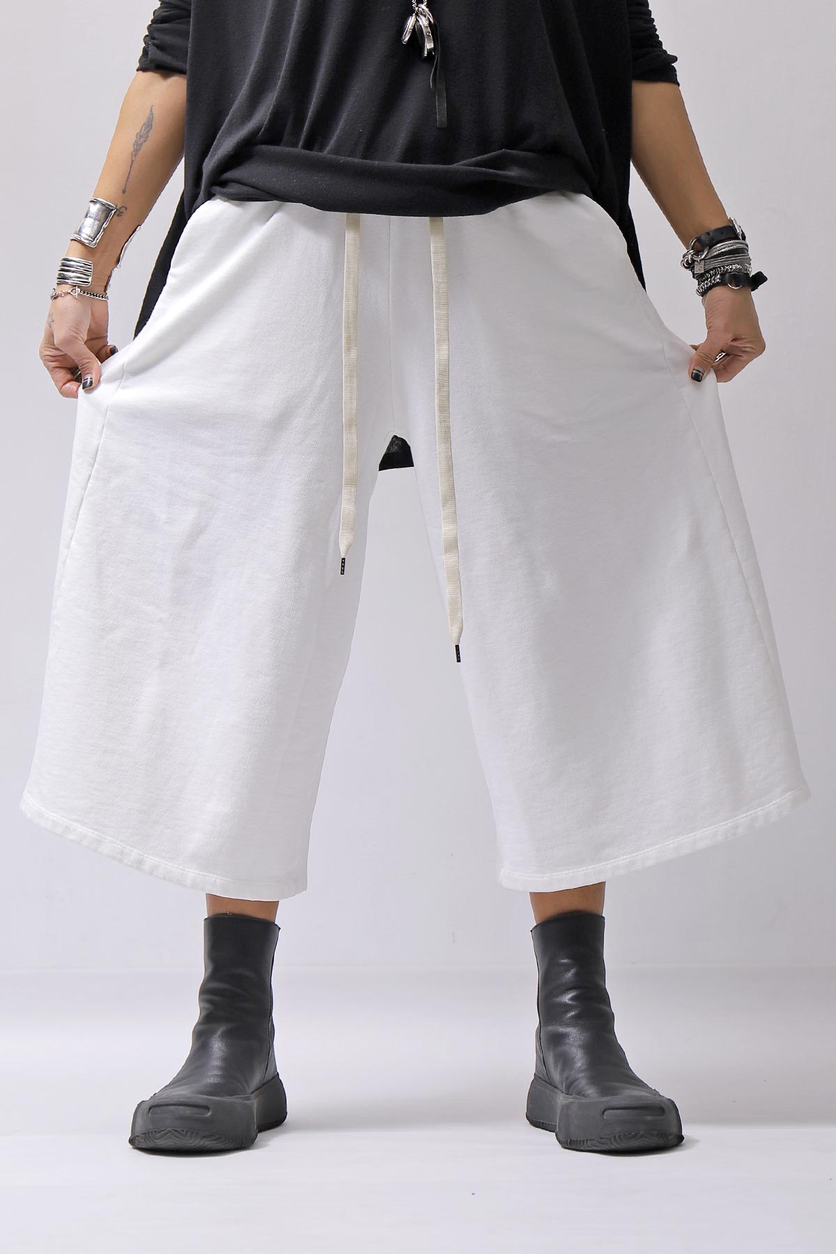 【NOSTRASANTISSIMA】SWEAT COTTON WIDE EASY PANTS FP141_WHITE