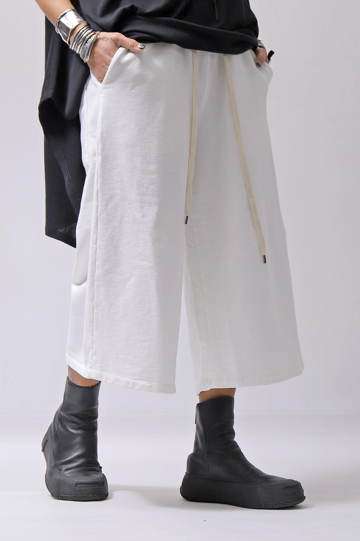 【NOSTRASANTISSIMA】SWEAT COTTON WIDE EASY PANTS FP141_WHITE