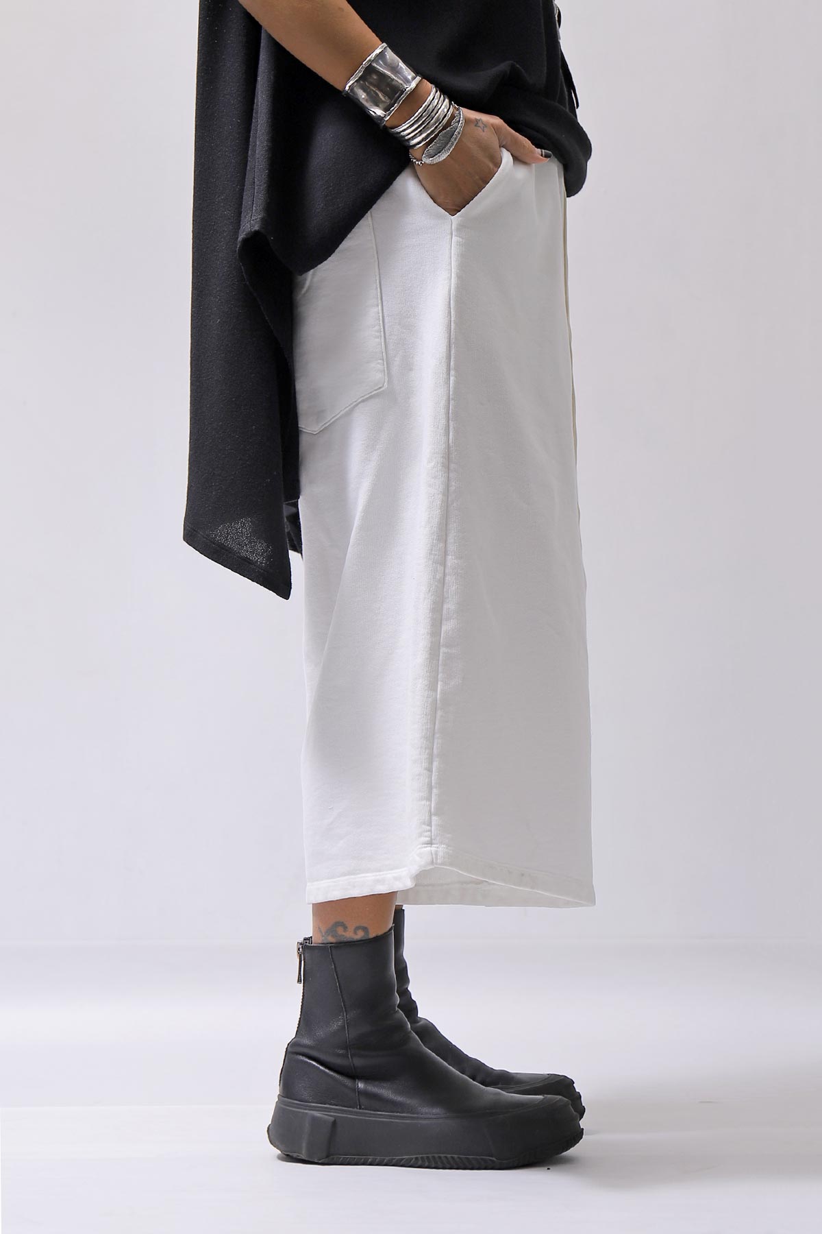 【NOSTRASANTISSIMA】SWEAT COTTON WIDE EASY PANTS FP141_WHITE
