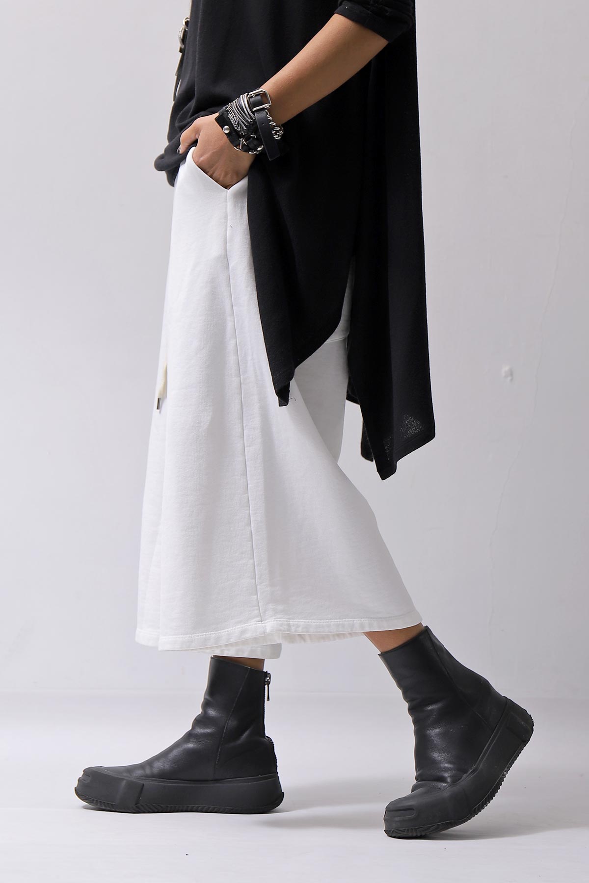 【NOSTRASANTISSIMA】SWEAT COTTON WIDE EASY PANTS FP141_WHITE
