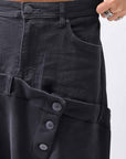 【studio b3】 UNSEX DENIM&SWEAT BOX SARROUEL PANTS RBB1974_BLACK
