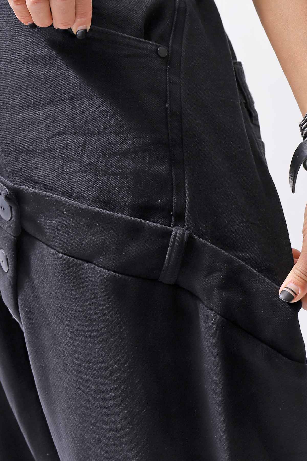 【studio b3】 UNSEX DENIM&amp;SWEAT BOX SARROUEL PANTS RBB1974_BLACK
