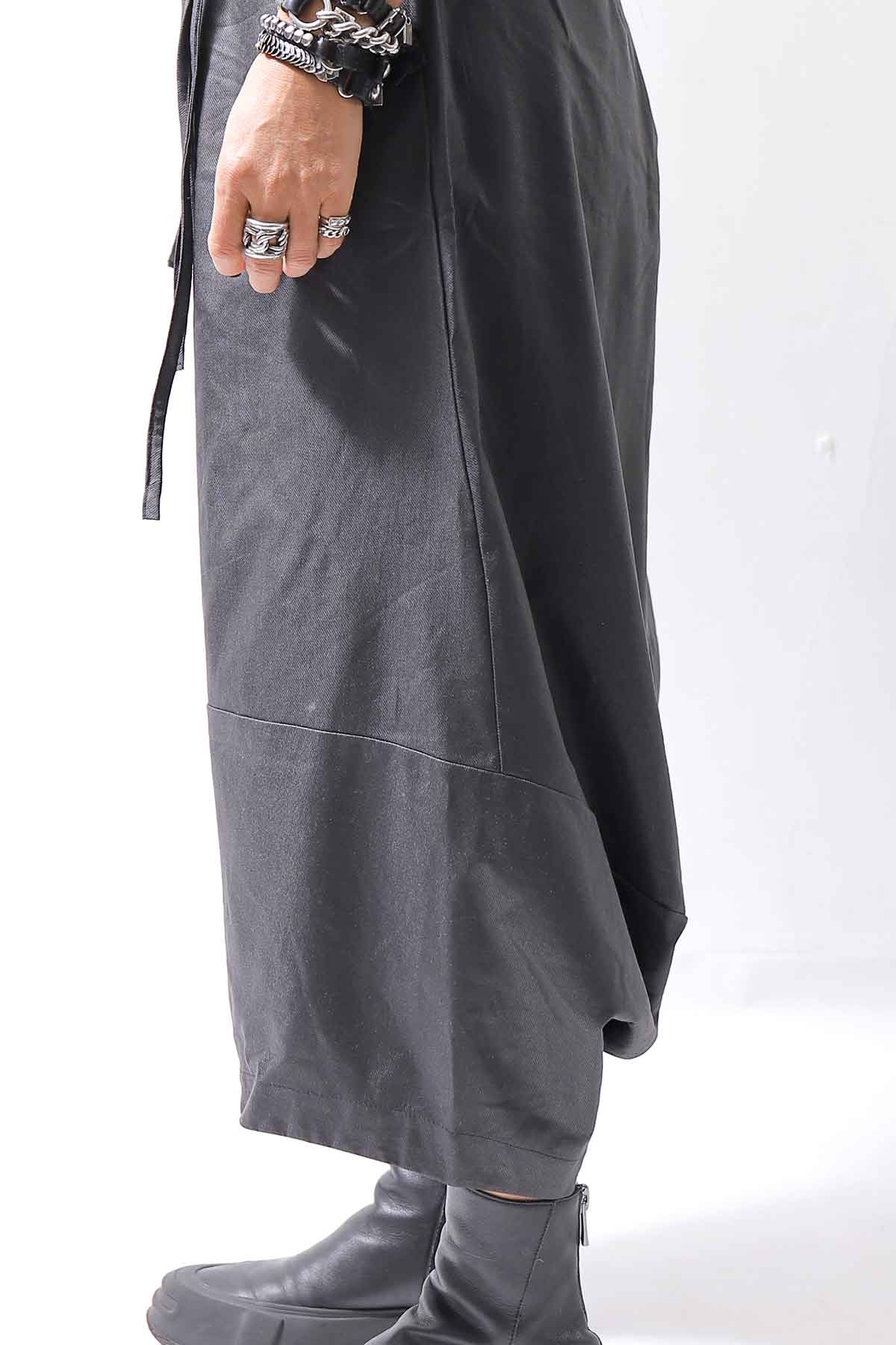【studio b3】 UNSEX COATED LINEN＆BAMBOO BOX SARROUEL PANTS NB2123_BLACK