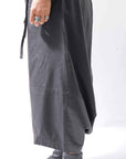 【studio b3】 UNSEX COATED LINEN＆BAMBOO BOX SARROUEL PANTS NB2123_BLACK