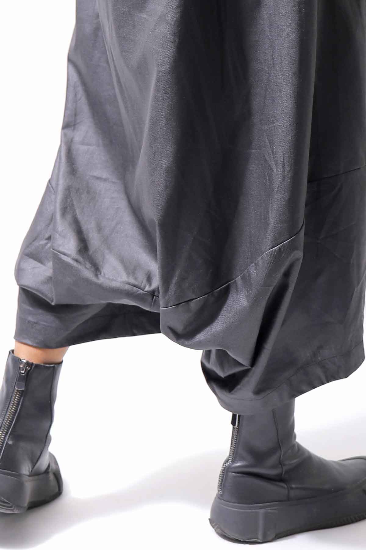 【studio b3】 UNSEX COATED LINEN＆BAMBOO BOX SARROUEL PANTS NB2123_BLACK