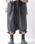 【studio b3】 UNSEX COATED LINEN＆BAMBOO BOX SARROUEL PANTS NB2123_BLACK
