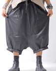 【studio b3】 UNSEX COATED LINEN＆BAMBOO BOX SARROUEL PANTS NB2123_BLACK