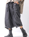 【studio b3】 UNSEX COATED LINEN＆BAMBOO BOX SARROUEL PANTS NB2123_BLACK