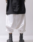 【studio b3】 UNSEX COATED LINEN＆BAMBOO BOX SARROUEL PANTS NB2123_WHITE