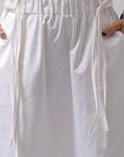 【studio b3】 UNSEX COATED LINEN＆BAMBOO BOX SARROUEL PANTS NB2123_WHITE