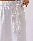 【studio b3】 UNSEX COATED LINEN＆BAMBOO BOX SARROUEL PANTS NB2123_WHITE