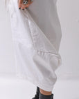 【studio b3】 UNSEX COATED LINEN＆BAMBOO BOX SARROUEL PANTS NB2123_WHITE