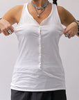 【studio b3】 FRONT BUTTON COTTON TANK TOP NB2059_WHITE