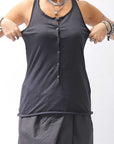 【studio b3】 FRONT BUTTON COTTON TANK TOP NB2059_BLACK