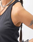 【studio b3】 FRONT BUTTON COTTON TANK TOP NB2059_BLACK