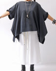 【NOSTRASANTISSIMA】 ASYMMETRY SWEAT COTTON WIDE TOPS FM139_BLACK