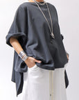 【NOSTRASANTISSIMA】 ASYMMETRY SWEAT COTTON WIDE TOPS FM139_BLACK