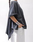 【NOSTRASANTISSIMA】 ASYMMETRY SWEAT COTTON WIDE TOPS FM139_BLACK