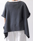 【NOSTRASANTISSIMA】 ASYMMETRY SWEAT COTTON WIDE TOPS FM139_BLACK